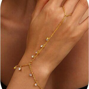 Gold Plated Women’s Chain Link Dainty Paperclip Cuff Stackable Bracelet 2.5 Inch